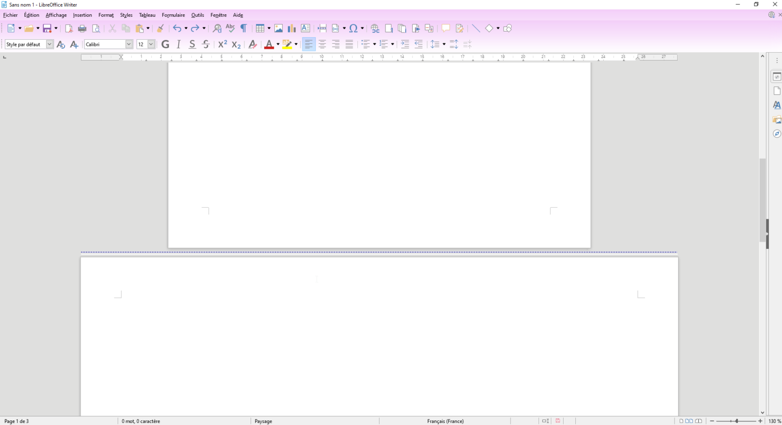 openoffice mettre une page en paysage